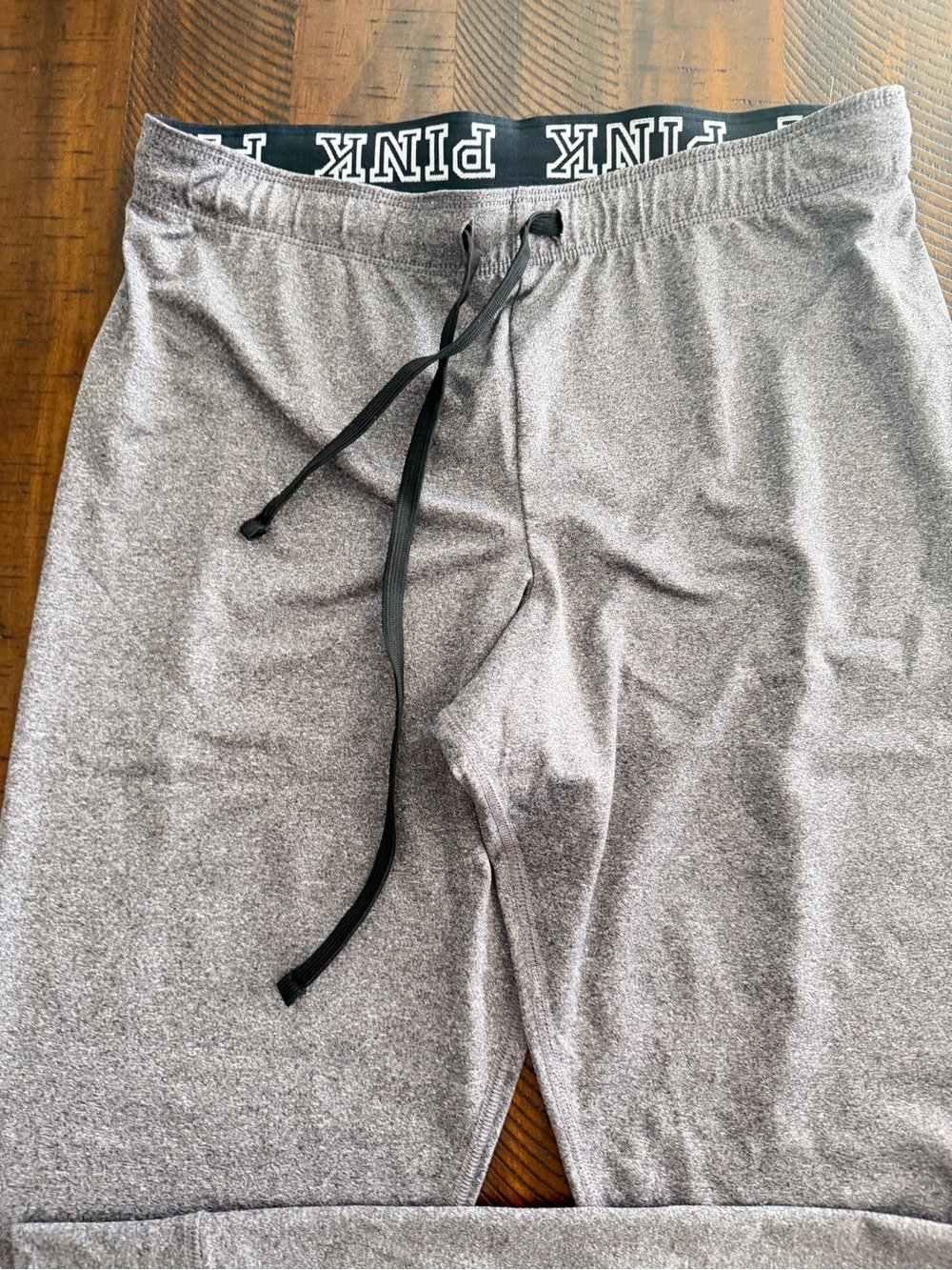 PINK Victoria's Secret women’s Heather Gray Athletic joggers w/ Black Drawstring